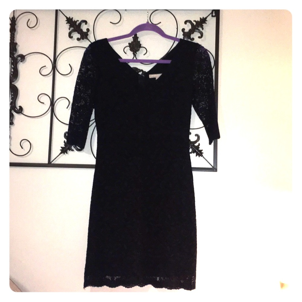 Black lace 3/4 sleeve dress banana republic